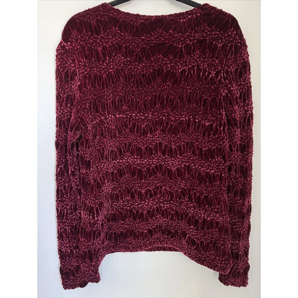 Han Feng Designer Size Small Crinkle Crush Velvet Stretch Long Sleeve Blouse Top